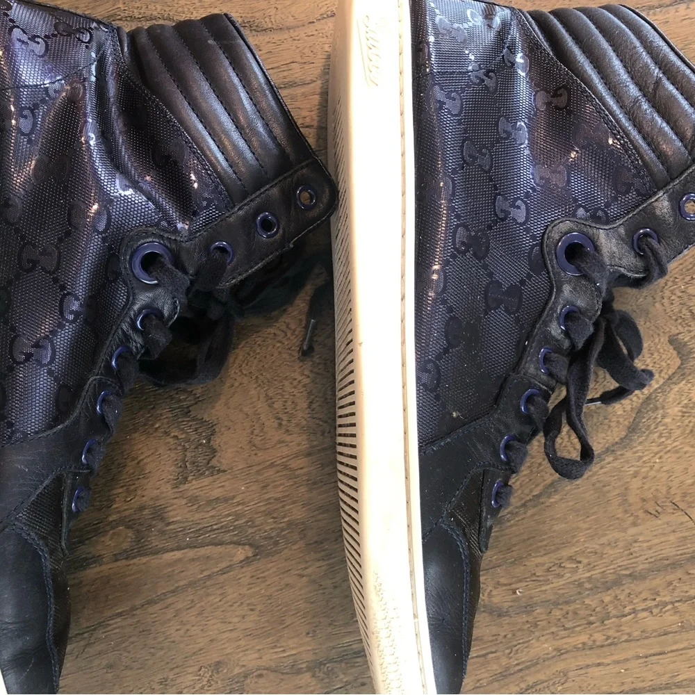 Gucci Imprime Monogram GG Mens Sneakers High-Top navy blue